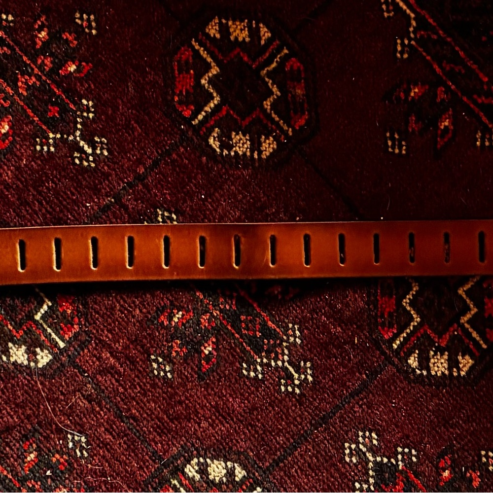 Free People: Brown Leather Belt with Brass Buckle - Picture 5 of 5